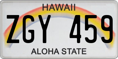 HI license plate ZGY459