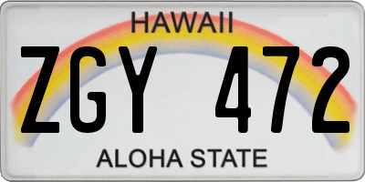 HI license plate ZGY472