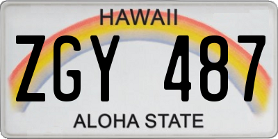 HI license plate ZGY487
