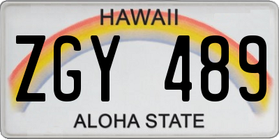 HI license plate ZGY489