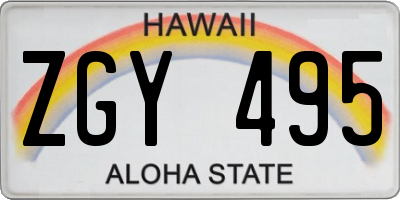 HI license plate ZGY495