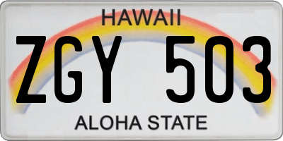 HI license plate ZGY503