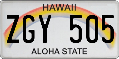 HI license plate ZGY505