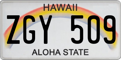 HI license plate ZGY509