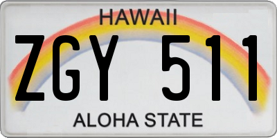 HI license plate ZGY511