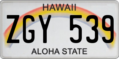 HI license plate ZGY539