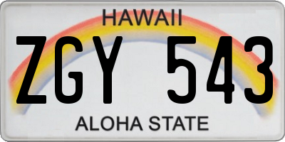 HI license plate ZGY543