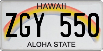 HI license plate ZGY550