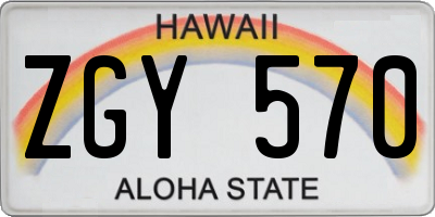 HI license plate ZGY570