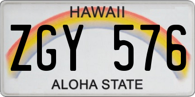 HI license plate ZGY576