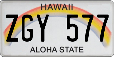 HI license plate ZGY577