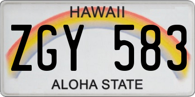 HI license plate ZGY583