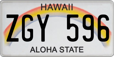 HI license plate ZGY596