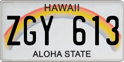 HI license plate ZGY613