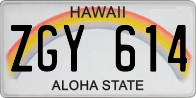 HI license plate ZGY614