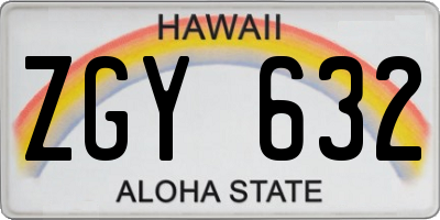 HI license plate ZGY632