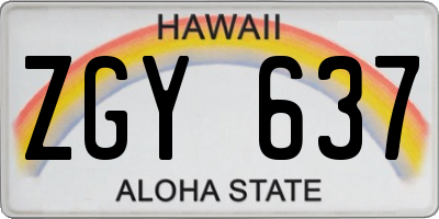 HI license plate ZGY637