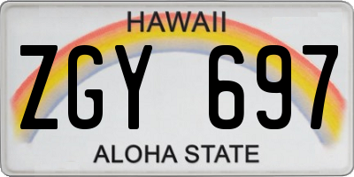 HI license plate ZGY697