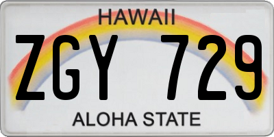 HI license plate ZGY729