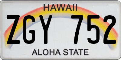 HI license plate ZGY752
