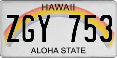 HI license plate ZGY753