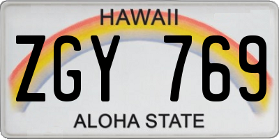 HI license plate ZGY769