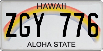 HI license plate ZGY776