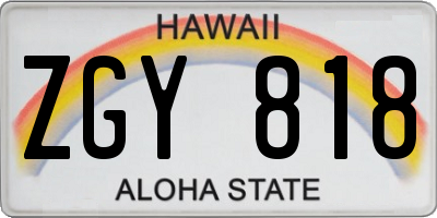 HI license plate ZGY818