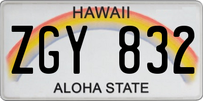 HI license plate ZGY832