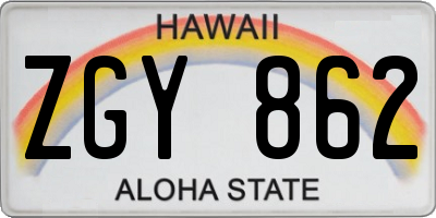 HI license plate ZGY862