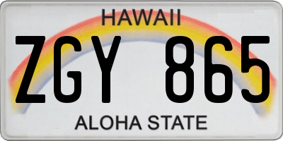 HI license plate ZGY865