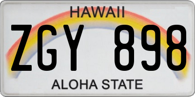 HI license plate ZGY898