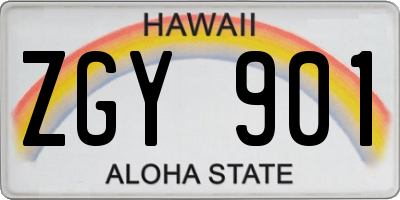 HI license plate ZGY901