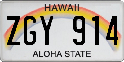 HI license plate ZGY914