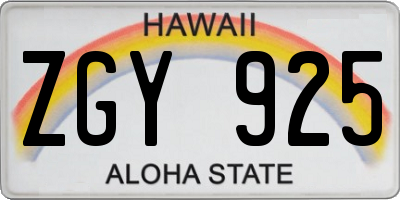 HI license plate ZGY925