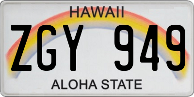 HI license plate ZGY949