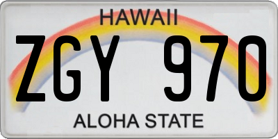 HI license plate ZGY970