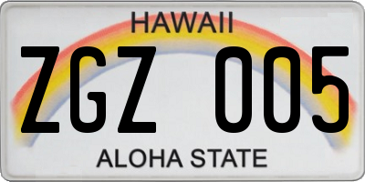 HI license plate ZGZ005