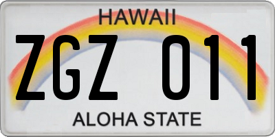 HI license plate ZGZ011
