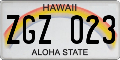 HI license plate ZGZ023