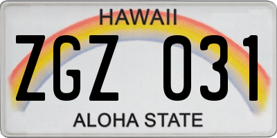 HI license plate ZGZ031