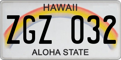 HI license plate ZGZ032