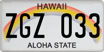 HI license plate ZGZ033