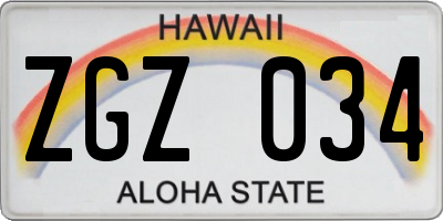 HI license plate ZGZ034