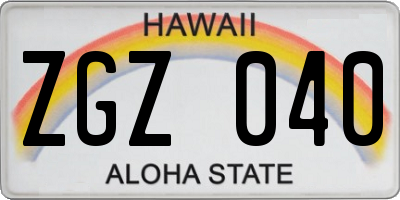 HI license plate ZGZ040