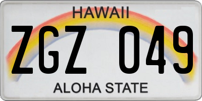 HI license plate ZGZ049