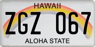 HI license plate ZGZ067