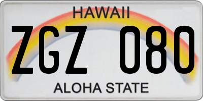 HI license plate ZGZ080