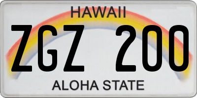 HI license plate ZGZ200