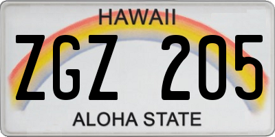 HI license plate ZGZ205